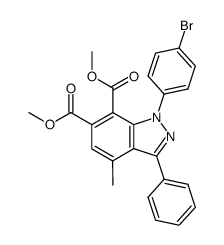 1-(4-Bromo-phenyl)-4-methyl-3-phenyl-1H-indazole-6,7-dicarboxylic acid dimethyl ester结构式