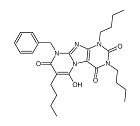 Pyrimido[2,1-f]purine-2,4,8(1H,3H,9H)-trione,1,3,7-tributyl-6-hydroxy-9-(phenylmethyl)-结构式