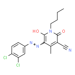 1-Butyl-3-cyano-5-(3,4-dichlorophenylazo)-6-hydroxy-4-methyl-2-pyridone结构式
