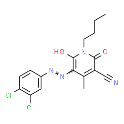 1-Butyl-3-cyano-5-(3,4-dichlorophenylazo)-6-hydroxy-4-methyl-2-pyridone structure