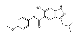 5-[N-(4-methoxyphenyl)-N-methylaminocarbonyl]-3-isobutyl-6-hydroxy-1H-indazole Structure