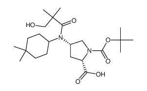 (4S)-1-BOC-4-[(4,4-dimethylcyclohexyl)(3-hydroxy-2,2-dimethylpropanoyl)amino]-L-proline结构式