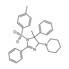 1-(5-methyl-2,5-diphenyl-1-tosyl-4,5-dihydro-1H-imidazol-4-yl)piperidine Structure