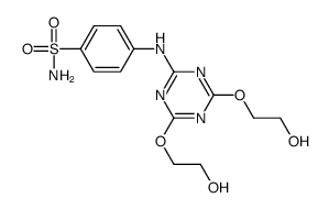 4-(4,6-bis(2-hydroxyethoxy)-1,3,5-triazin-2-ylamino)benzenesulfonamide Structure