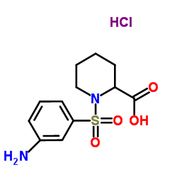 1-[(3-Aminophenyl)sulfonyl]-2-piperidinecarboxylic acid hydrochloride (1:1) Structure