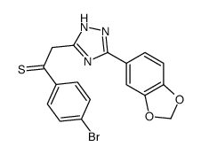 2-[3-(1,3-benzodioxol-5-yl)-1H-1,2,4-triazol-5-yl]-1-(4-bromophenyl)ethanethione结构式