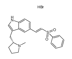 (R)-5-(2-phenylsulphonylethenyl)-3-(N-methylpyrrolidine-2-yl-methyl)-1H-indole hydrobromide Structure