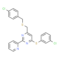 4-([(4-CHLOROBENZYL)SULFANYL]METHYL)-6-[(3-CHLOROPHENYL)SULFANYL]-2-(2-PYRIDINYL)PYRIMIDINE结构式