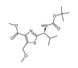 methyl 2-[1-(N-Boc)amino-2-methyl]propyl-5-methoxymethylthiazole-4-carboxylate结构式