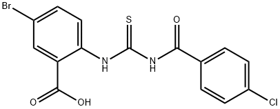 5-bromo-2-[[[(4-chlorobenzoyl)amino]thioxomethyl]amino]-benzoic acid Structure