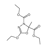 5-ethoxy-2-methyl-[1,3,4]oxadiazole-2,3-dicarboxylic acid diethyl ester结构式