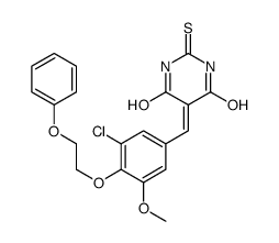 5-[[3-chloro-5-methoxy-4-(2-phenoxyethoxy)phenyl]methylidene]-2-sulfanylidene-1,3-diazinane-4,6-dione结构式