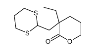 3-(1,3-dithian-2-ylmethyl)-3-ethyloxan-2-one Structure