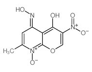 (5Z)-2-hydroxy-5-hydroxyimino-3-methyl-8-nitro-10-oxa-2-azabicyclo[4.4.0]deca-3,8,11-trien-7-one structure