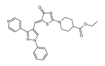 ethyl 1-[4-oxo-5-[(1-phenyl-3-pyridin-4-ylpyrazol-4-yl)methylidene]-1,3-thiazol-2-yl]piperidine-4-carboxylate Structure