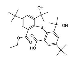 5-(tert-butyl)-2-((4-(tert-butyl)-2-(ethoxycarbonyl)-6-(2-hydroxypropan-2-yl)phenyl)thio)-3-(2-hydroxypropan-2-yl)benzoic acid结构式