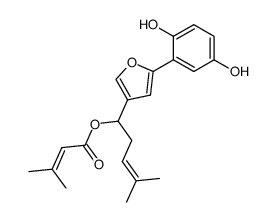 [1-[5-(2,5-Dihydroxyphenyl)-3-furanyl]-4-methyl-3-penten-1-yl]3-methyl-2-butenoate结构式