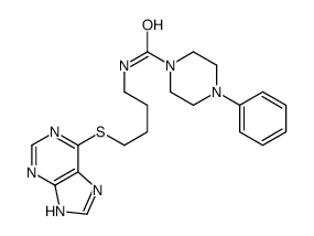 4-phenyl-N-[4-(7H-purin-6-ylsulfanyl)butyl]piperazine-1-carboxamide结构式