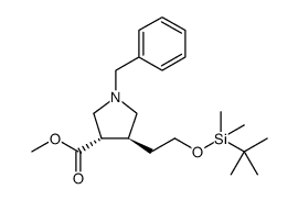 3-Pyrrolidinecarboxylic acid, 4-[2-[[(1,1-dimethylethyl)dimethylsilyl]oxy]ethyl]-1-(phenylmethyl)-, methyl ester, (3R,4R)-rel结构式