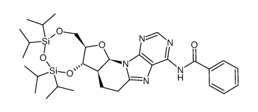 N6-benzoyl-3',5'-O-(tetraisopropyldisiloxane-1,3-diyl)-2'-deoxy-8,2'-ethanoadenosine Structure