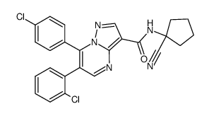 6-(2-chlorophenyl)-7-(4-chlorophenyl)-3-[N-(1-cyanocyclopentyl)carbamoyl]-pyrazolo[1,5-a]pyrimidine Structure