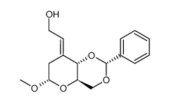 Methyl-4,6-O-benzyliden-2,3-didesoxy-3-C-(2-hydroxyethyliden)-α-D-erythro-hexopyranosid Structure
