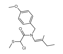 (E)-2-chloro-N-(4-methoxybenzyl)-N-(2-methylbut-1-en-1-yl)-2-(methylthio)acetamide Structure