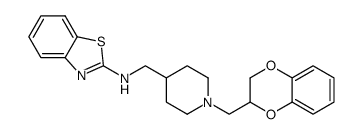 N-[[1-(7,10-dioxabicyclo[4.4.0]deca-1,3,5-trien-9-ylmethyl)-4-piperidy l]methyl]benzothiazol-2-amine structure