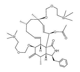 (3S,3aR,4S,6S,6aR,7E,10S,12R,13E,15R,15aR)-3-benzyl-4,10,12-trimethyl-5-methylene-1-oxo-6,12-bis((2-(trimethylsilyl)ethoxy)methoxy)-2,3,3a,4,5,6,6a,9,10,11,12,15-dodecahydro-1H-cycloundeca[d]isoindol-15-yl acetate结构式