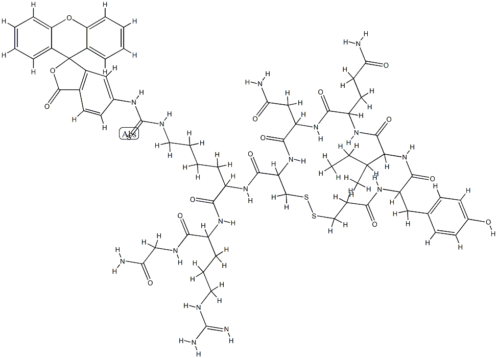 vasotocin, 1-deamino-Lys(7)-(fluorescein)-Arg(8)-结构式