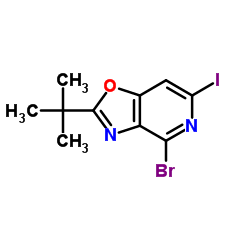 4-Bromo-6-iodo-2-(2-methyl-2-propanyl)[1,3]oxazolo[4,5-c]pyridine Structure