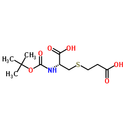 S-(2-Carboxyethyl)-N-{[(2-methyl-2-propanyl)oxy]carbonyl}-L-cysteine结构式