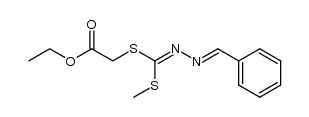 ethyl 2-(((benzylidenehydrazono)(methylthio)methyl)thio)acetate Structure