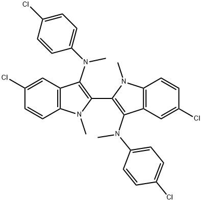 5,5'-dichloro-n3,n3'-bis(4-chlorophenyl)-n3,n3',1,1'-tetramethyl-1h,1'h-2,2'-biindole-3,3'-diamine结构式