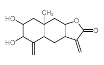 Naphtho[2,3-b]furan-2(3H)-one,decahydro-6,7-dihydroxy-8a-methyl-3,5-bis(methylene)-, (3aR,4aR,6R,7R,8aR,9aR)- Structure