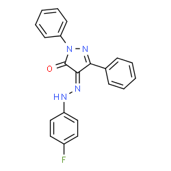 (4E)-4-[2-(4-fluorophenyl)hydrazinylidene]-2,5-diphenyl-2,4-dihydro-3H-pyrazol-3-one结构式