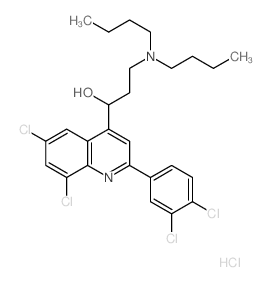 4-Quinolinemethanol,6,8-dichloro-a-[2-(dibutylamino)ethyl]-2-(3,4-dichlorophenyl)-,hydrochloride (1:1)结构式