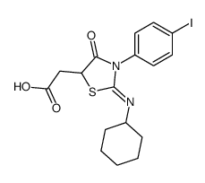 [2-cyclohexylimino-3-(4-iodo-phenyl)-4-oxo-thiazolidin-5-yl]-acetic acid结构式