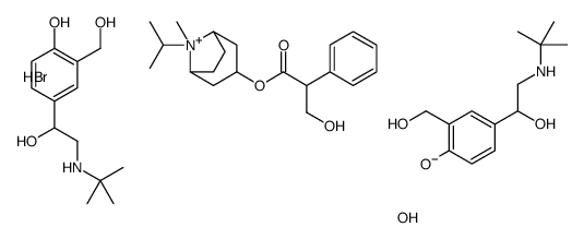 4-[2-(tert-butylamino)-1-hydroxyethyl]-2-(hydroxymethyl)phenol,(8-methyl-8-propan-2-yl-8-azoniabicyclo[3.2.1]octan-3-yl) 3-hydroxy-2-phenylpropanoate,sulfuric acid,bromide结构式