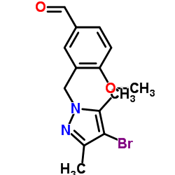 3-(4-BROMO-3,5-DIMETHYL-PYRAZOL-1-YLMETHYL)-4-METHOXY-BENZALDEHYDE structure