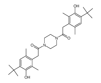 N,N'-Bis(4-t-butyl-2,6-dimethyl-3-hydroxyphenylacetyl)piperazine结构式