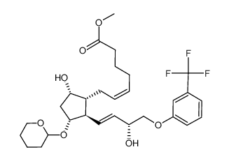 methyl (Z)-7-((1R,2R,3R,5S)-5-hydroxy-2-((R,E)-3-hydroxy-4-(3-(trifluoromethyl)phenoxy)but-1-en-1-yl)-3-((tetrahydro-2H-pyran-2-yl)oxy)cyclopentyl)hept-5-enoate结构式