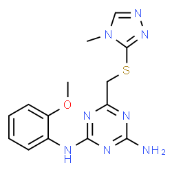 N-(2-Methoxyphenyl)-6-{[(4-methyl-4H-1,2,4-triazol-3-yl)sulfanyl]methyl}-1,3,5-triazine-2,4-diamine structure