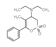 N,N-diethyl-5-methyl-2,2-dioxo-6-phenyl-3,4-dihydrooxathiin-4-amine structure