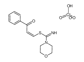 (Z)-3-oxo-3-phenylprop-1-en-1-yl morpholine-4-carbimidothioate perchlorate Structure