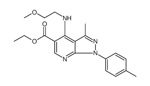 1H-Pyrazolo[3,4-b]pyridine-5-carboxylic acid, 4-[(2-methoxyethyl)amino]-3-methyl-1-(4-methylphenyl)-, ethyl ester Structure