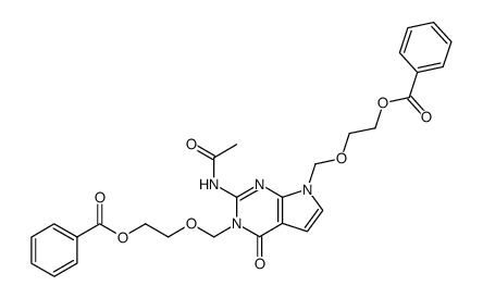 (((2-acetamido-4-oxo-3H-pyrrolo[2,3-d]pyrimidine-3,7(4H)-diyl)bis(methylene))bis(oxy))bis(ethane-2,1-diyl) dibenzoate Structure