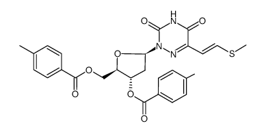 (E)-5-<2-(methylthio)vinyl>-1-(2'-deoxy-3',5'-di-O-p-toluoyl-β-D-erythro-pentofuranosyl)-6-azauracil Structure