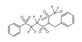 N-benzyl-N-(trifluoromethanesulfonyl)-2-(phenylsulfonyl)-1,1,2,2-tetrafluoroethanesulfonamide结构式