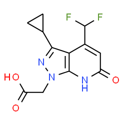 [3-Cyclopropyl-4-(difluoromethyl)-6-oxo-6,7-dihydro-1H-pyrazolo[3,4-b]pyridin-1-yl]acetic acid结构式